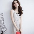 D.P-Shop - Set: Studded Chiffon Tank Top+Striped Tank Top
