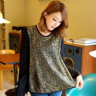 Long-Sleeve Glitter Top