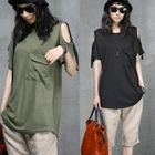 HALUMAYBE - Cutaway-Shoulder Buckled T-Shirt