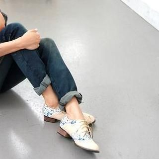 Floral Panel Oxford Flats Floral Panel Oxford Flats
