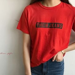 NANING9 - Short-Sleeve Lettering T-Shirt NANING9 - Short-Sleeve Lettering T-Shirt