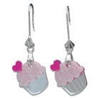Sweet & Co. - Sweet Glitter Pink Mirror Cupcake Silver Earrings