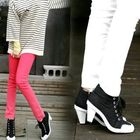 With Mocha - High Heeled Canvas Shoes