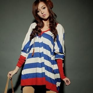 Cut-Out Sleeve Stripe Top