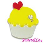 Sweet & Co. - Swarovski Silver Yellow Cupcake Pin