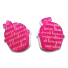 Sweet & Co. - I Love Cupcakes Mirror Fuchsia Stud Earrings