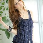 Tokyo Fashion - Sleeveless Dotted Ruffle Chiffon Top