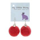 MyLittleThing - Red Felt Wool Ball Ball Stone Earrings