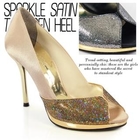 ganzi - Peep Toe Sequined Satin Pumps