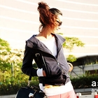 Ando Store - Faux Leather-Trim Hoodie