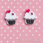 Sweet & Co. - Mini White Cupcake Crystals  Stud Earrings