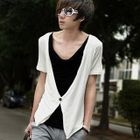 MR.ZERO - Inset Drape-Front Top Buttoned Cardigan