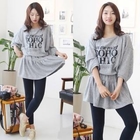 MOUL STYLE - Boatneck Dolman Sleeve Printed Tunic Dress