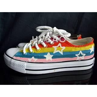 'Rainbow Stripes and Stars' Sneakers