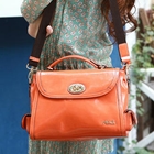 19th Street - Genuine Leather Twist Lock Satchel