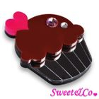 Sweet & Co. - Swarovski Crystal Silver Chocolate Cupcake Pin