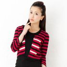 ageha@shibuya - 3/4-Sleeve Striped Cardigan