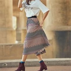 MAGJAY - Banded-Waist Patterned Skirt MAGJAY - Banded-Waist Patterned Skirt