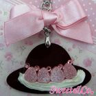 Sweet & Co. - Sweet Pink Ribbon Swarovski Crystal Strawberry Choco Hat Necklace