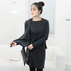 Beige - Set: Cardigan + Beaded Shoulder Dress