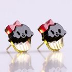 Sweet & Co. - Miss Cupcake Black Stud Gold Earrings