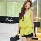 PUFII - Layered-Hem Chiffon Tank Top 