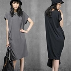 HALUMAYBE - Short-Sleeve Draped Dress
