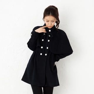 Double-Breasted Coat with Detachable Capelet