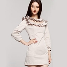Othermix - Pleated-Neckline Panel Mini Dress