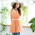 Tokyo Fashion - Sleeveless Crochet-Collar Chiffon Dress