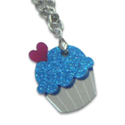Sweet & Co. - Sweet Glitter Blue Mirror Cupcake Silver Necklace