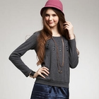 OrangeBear - Lace Panel Bow-Back Studded Top