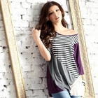 Tokyo Fashion - 3/4-Sleeve Striped Panel Top