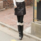 Jean Stone - Faux-Leather Mini Skirt