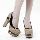 Mancienne - Faux-Snakeskin Studded Platform Pumps