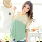 Tokyo Fashion - Lace Appliqué Color-Block Top