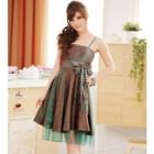 JK2 - Bow-Accent Pintuck Dotted Party Dress