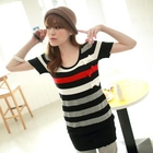Tokyo Fashion - Bow-Detail Striped Knit Tunic