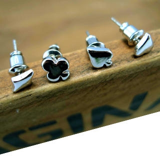 Poker Earrings -Silver