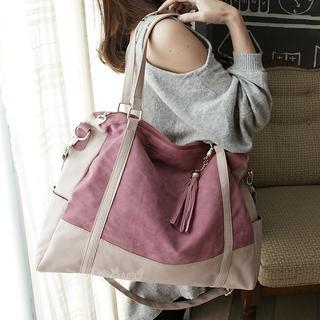 Faux-Suede Tasseled Shoulder Bag