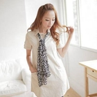 Kiwi Shop - Short-Sleeve Blouse With Scarf