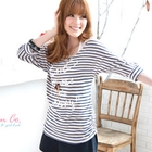 Tokyo Fashion - 3/4-Sleeve Printed Striped Top