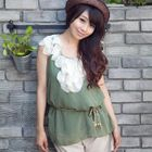 ZOO - Petal-Trim Chiffon Tank Top