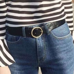 Tiny Times - Round Buckle Faux Leather Belt Tiny Times - Round Buckle Faux Leather Belt