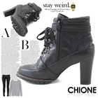 Chione - Faux-Leather Lace-Up Ankle Boots