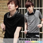Monkey Shop - Contrast-Trim Short-Sleeve Top