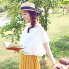 STYLEKELLY - Eyelet-Lace Smocked-Hem Top