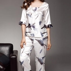 Moonbasa - Pajamas Set: V-Neck Printed Top + Pants