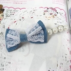 Angelove - Laced Bow-Accent Pearl Barrette