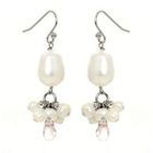 Keleo - Silver rose quartz, pearl earrings